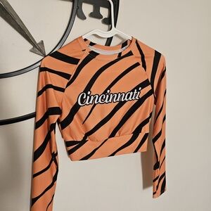 Cincinnati Women's Orange and Black Striped Top